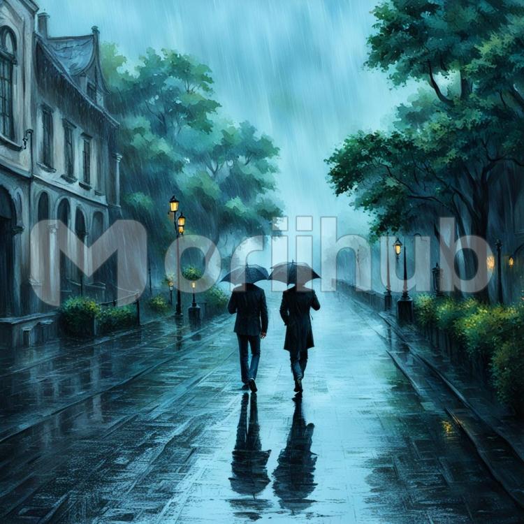 Couple Under Umbrella