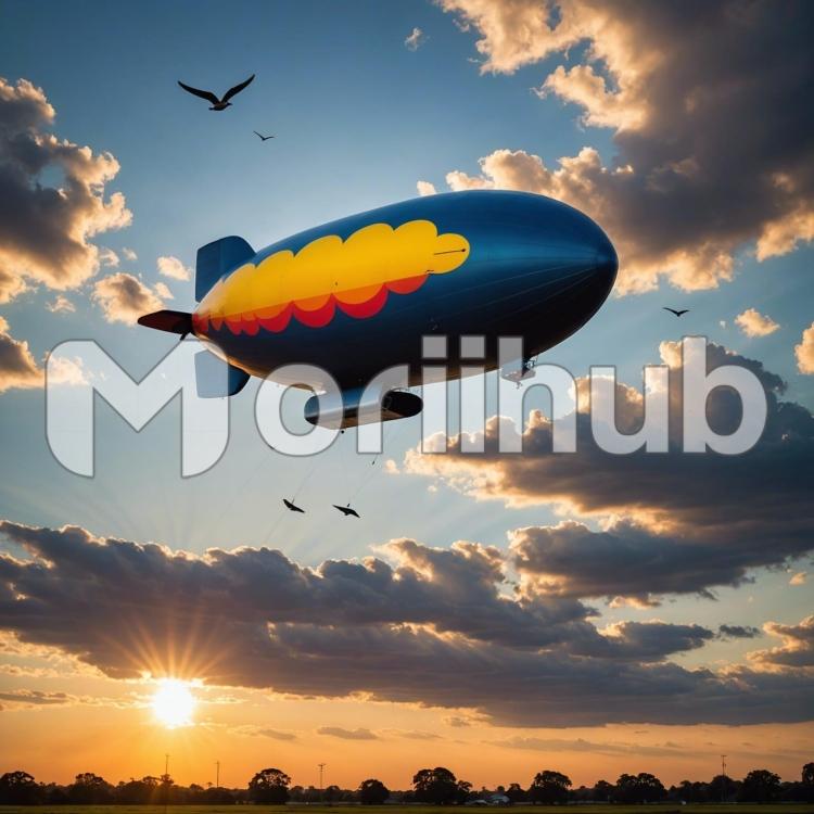Blimp at Sundown