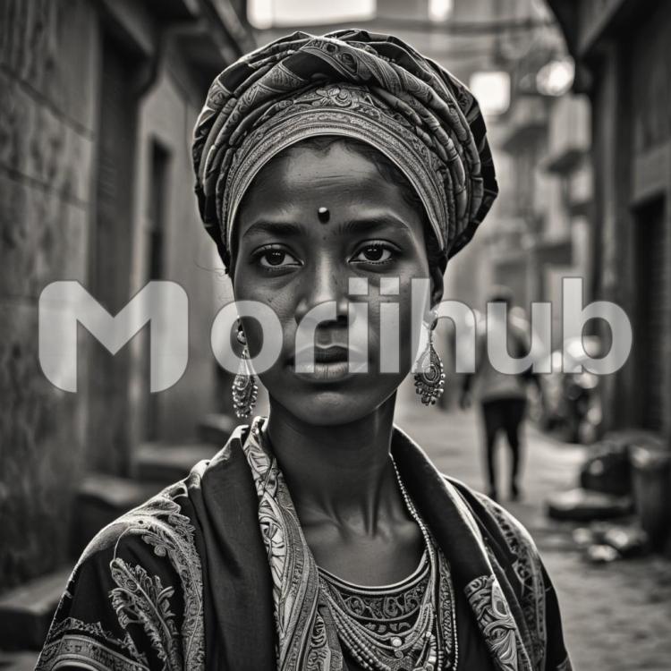 Lady With Headtie