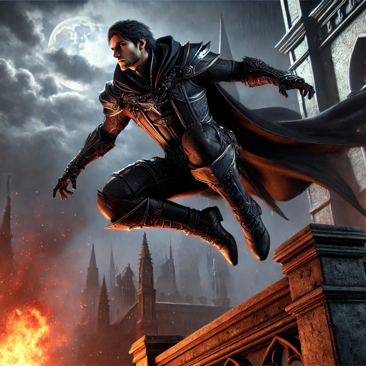 Superhero Jumping with Fire