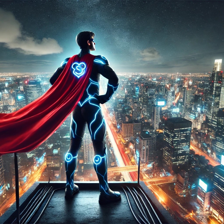 Super Hero Atop A Building