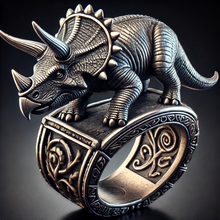 Stone Triceratops Ring