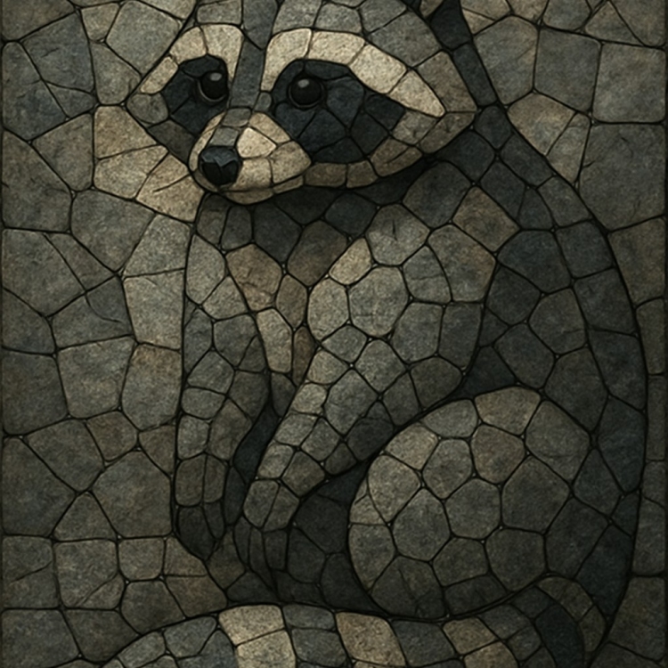Stone Racoon Mosaic