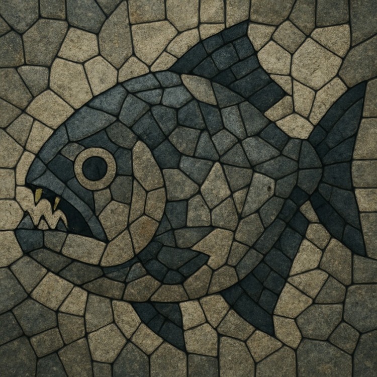 Stone Piranha Mosaic