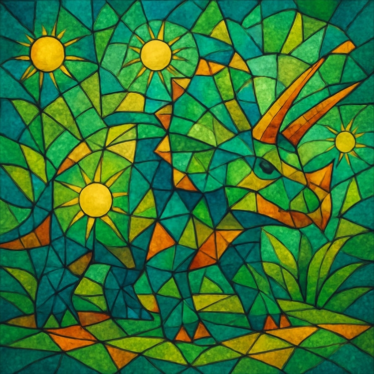 Life Triceratops Mosaic