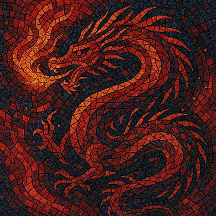 Fire Eastern Dragon Mosaic