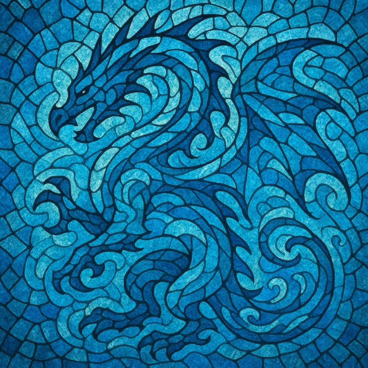 Water Western Dragon Mosaic