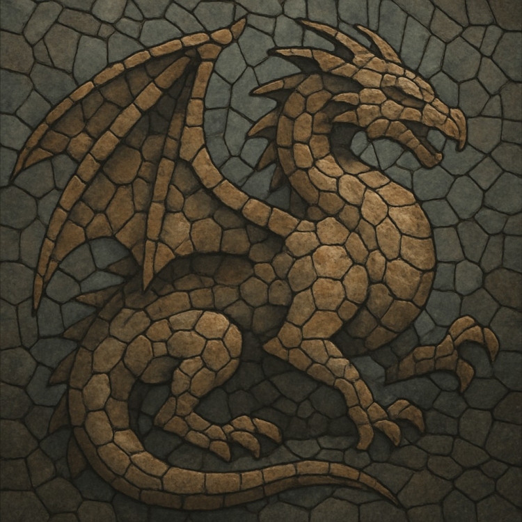 Stone Western Dragon Mosaic