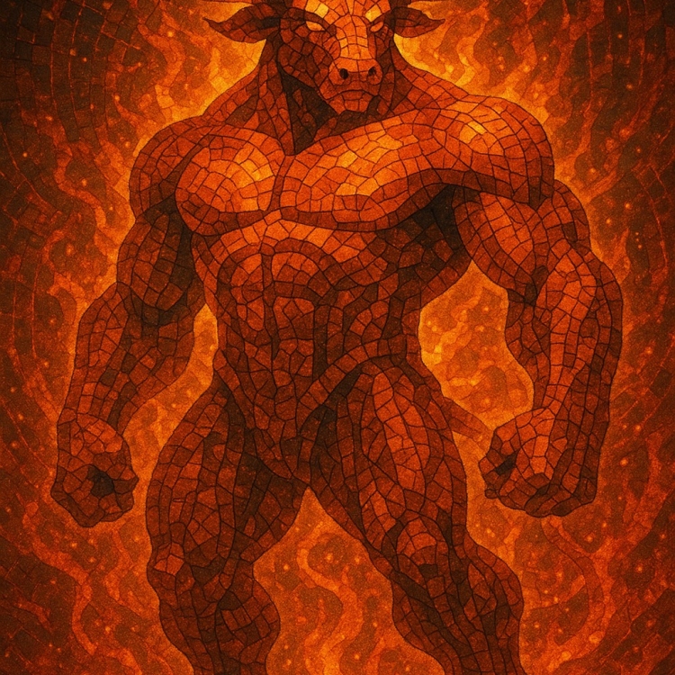 Fire Minotaur Mosaic