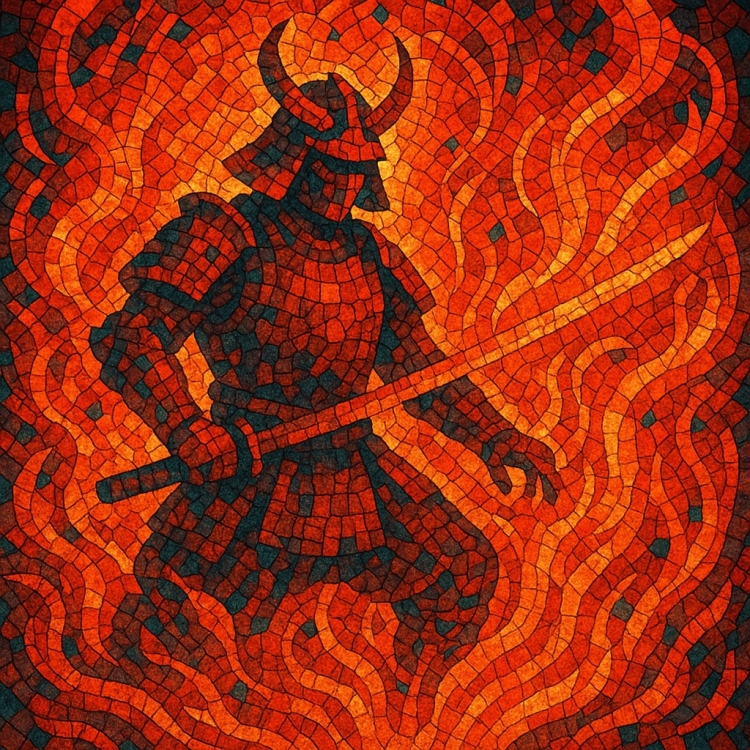 Fire Samurai Mosaic